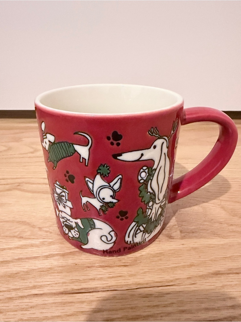 Festive Red Dog-Print Ceramic Mug